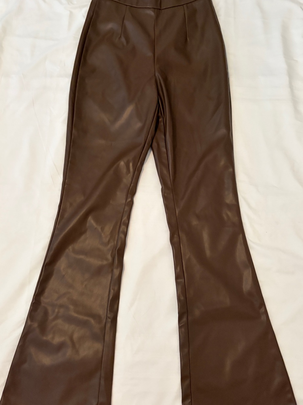 Princess Polly Brown Faux Leather Flare Pants